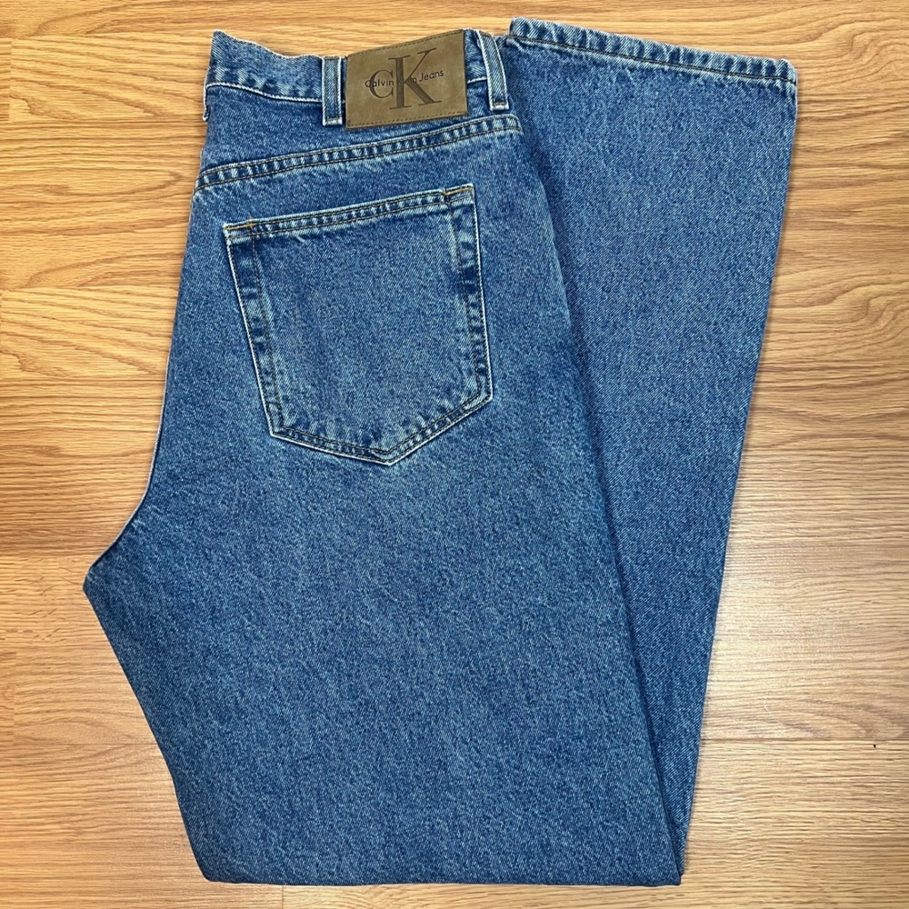 Calvin Klein Jeans Mens 36x34 Easy Fit Double Stone Wash Blue Denim BM844171S